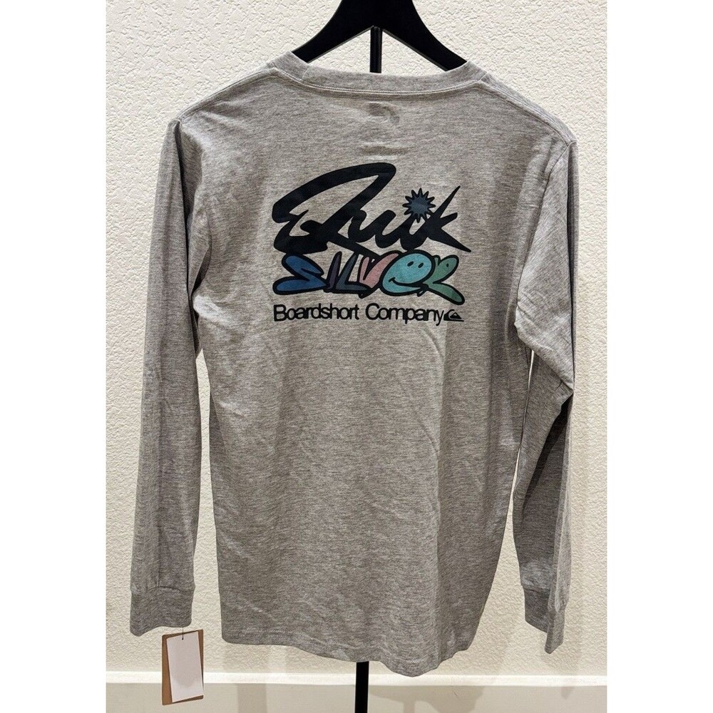 Quicksilver Big Boys Logo Graphic Long Sleeve Gray T-Shirt. Size L , XL - Picture 2 of 4